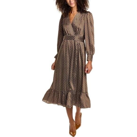 Sandro Janine Paris Dresses & Skirts - SANDRO JANINE PARIS Floral-Print Wrap-Front Midi Dress Marron US Sz 8